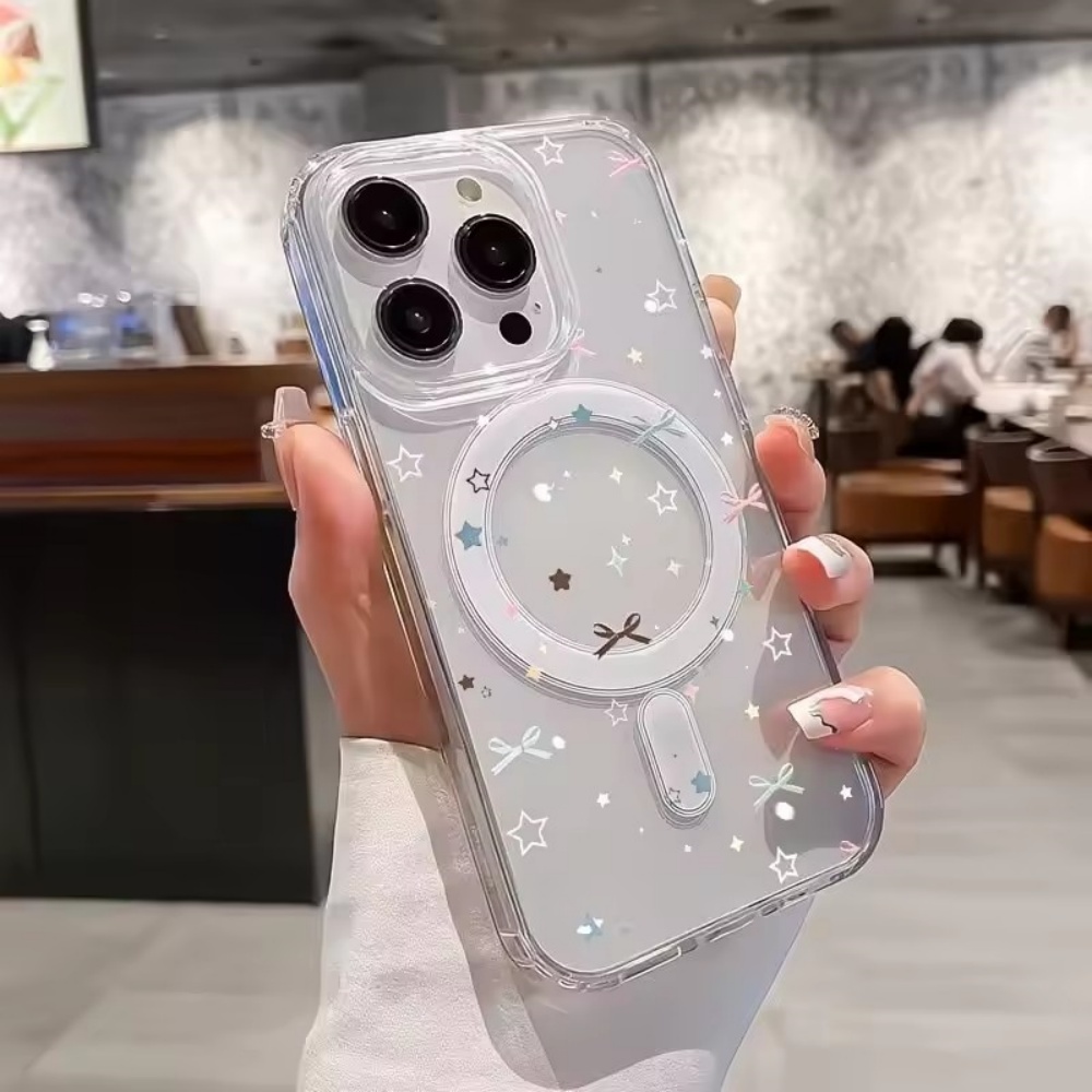 Phone Cases With Magsafe - 스타 보우 프린트 투명 폰 케이스