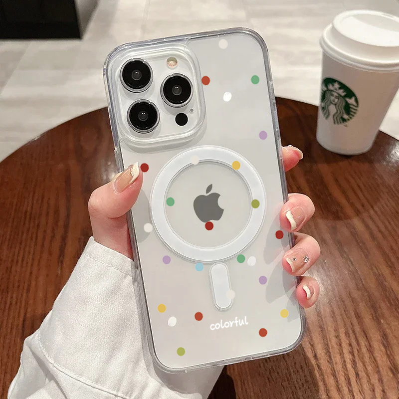 Phone Cases With Magsafe - INS 한국 크리에이티브 컬러 웨이브 도트