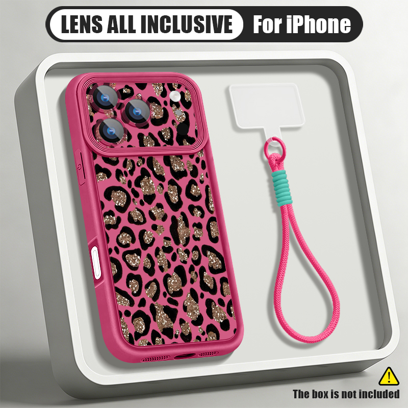 Phone Cases Iphone 17 - 브라운 레오파드 프린트 랜야드 폰 케이스