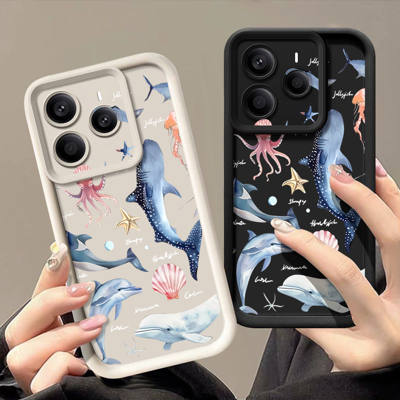 Phone Cases Xiaomi 14 - 귀여운 돌고래 무늬 소프트 케이스 샤오미