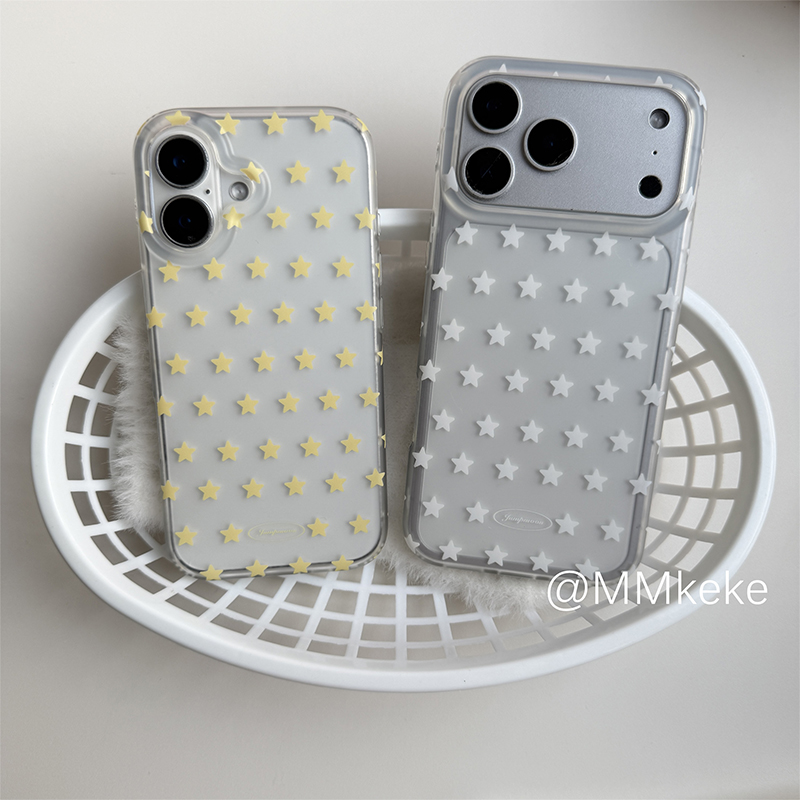 Phone Cases Yellow - 한국 인스 옐로우 & 화이트 스타즈