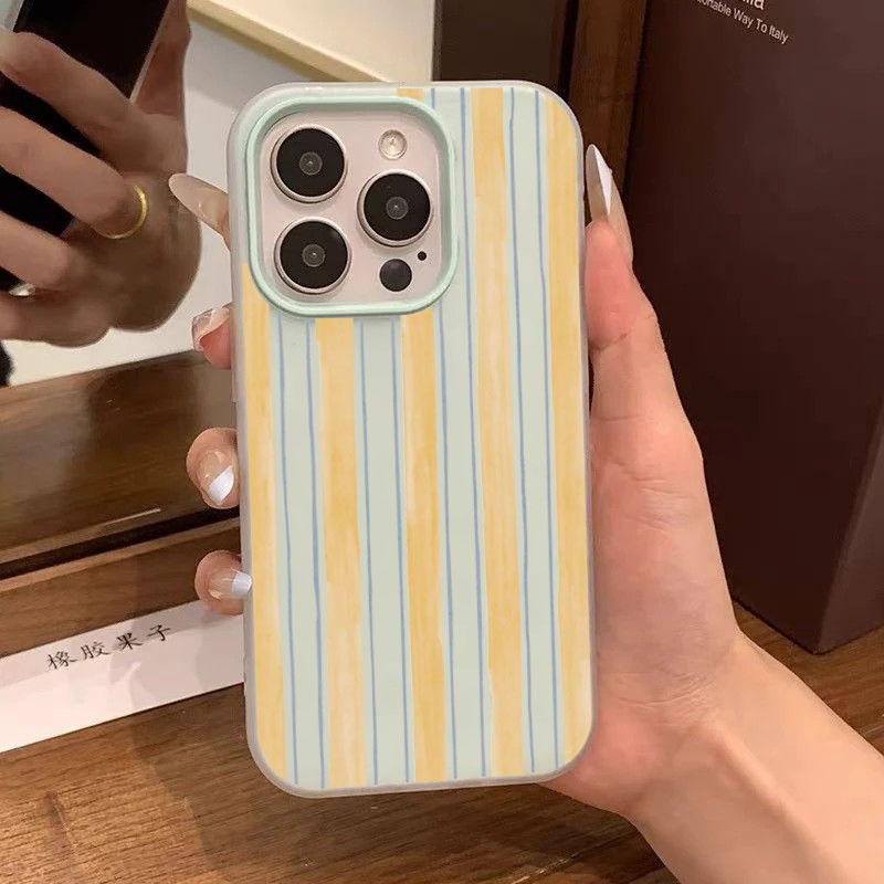 Phone Cases Yellow - 부드러운 보호 기능의 세련된 노란색 줄무늬