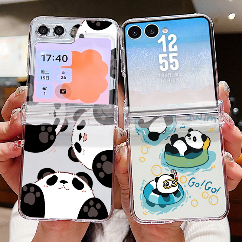 Phone Cases Z Flip 5 - 귀여운 팬더 패턴 삼성 갤럭시 Z