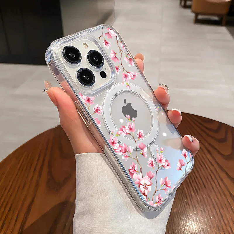 Phone Cases With Magsafe - 럭셔리 핑크 INS 플라워 케이스 아이폰