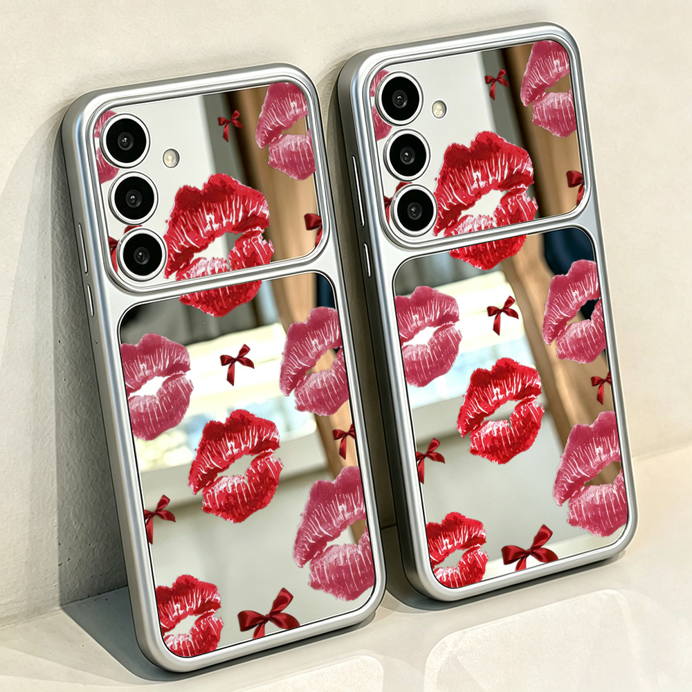 Phone Cases Samsung S25 - 사랑스러운 빨간 입술 패턴이 들어간 거울형