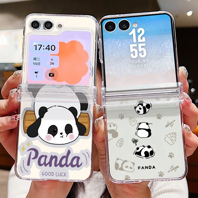Phone Cases Z Flip 5 - 만화 팬더 프린트 폰 케이스 삼성