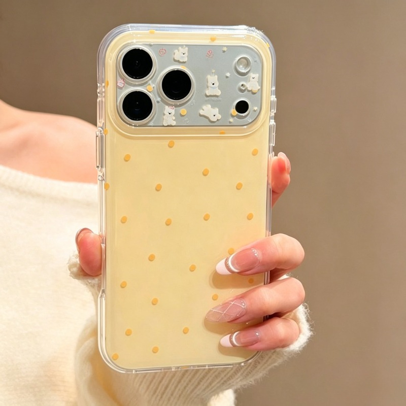 Phone Cases Yellow - 패션 귀여운 노란색 물방울 무늬 보호