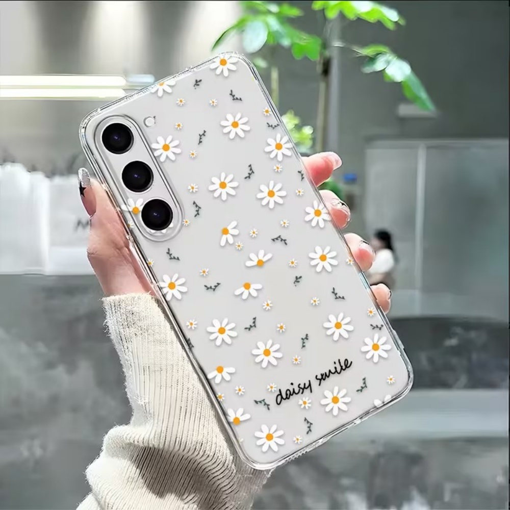 Phone Cases Yellow - 노란색 흰색 데이지 꽃무늬 삼성 갤럭시