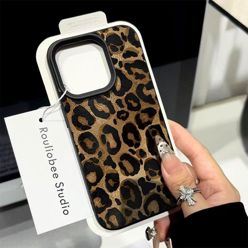 Phone Cases Protective - INS 브라운 레오파드 프린트 폰 케이스