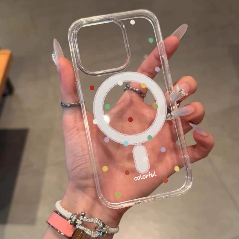 INS 한국 크리에이티브 컬러 웨이브 도트 폰 케이스  - Phone Cases With Magsafe 리뷰 및 가격