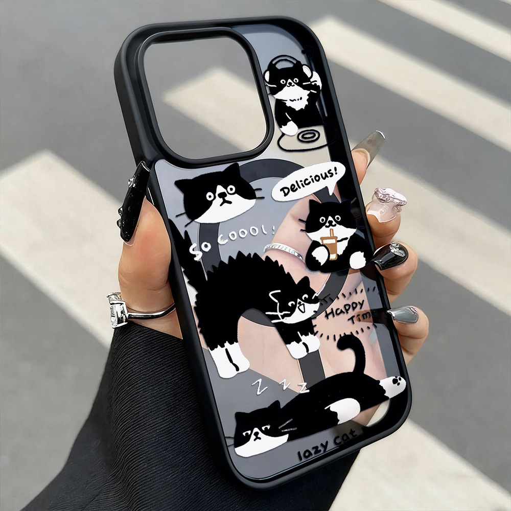 재미있는 검은 고양이 무선 충전 휴대폰 케이스 아이폰  - Phone Cases With Magsafe 리뷰 및 가격