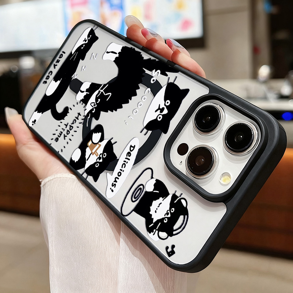 재미있는 검은 고양이 무선 충전 휴대폰 케이스 아이폰  - Phone Cases With Magsafe 리뷰 및 가격