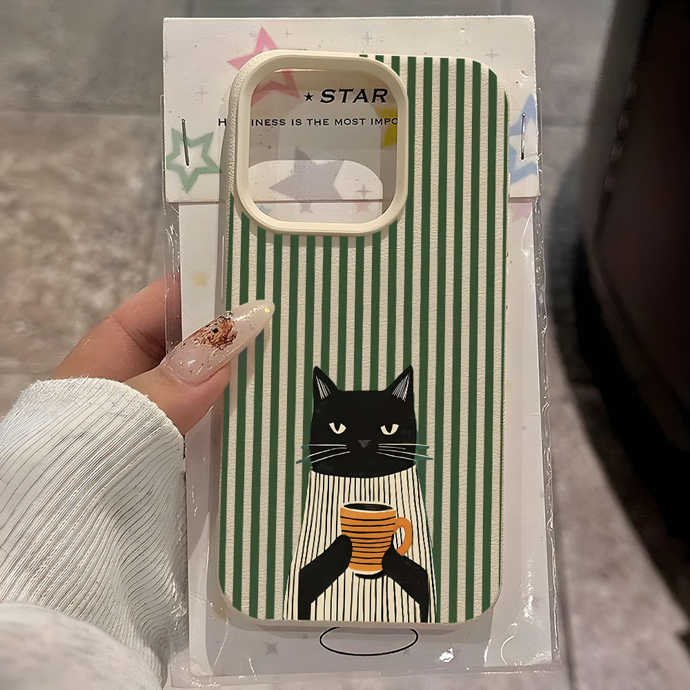 재미있는 커피 고양이 패턴 리치 디자인 아이폰 케이스  - Phone Cases Protective 리뷰 및 가격