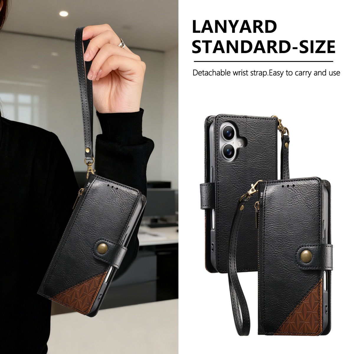 PU 가죽 지퍼 손목 스트랩 플립 지갑 카드 슬롯 폰  - Phone Cases With Wallet 리뷰 및 가격