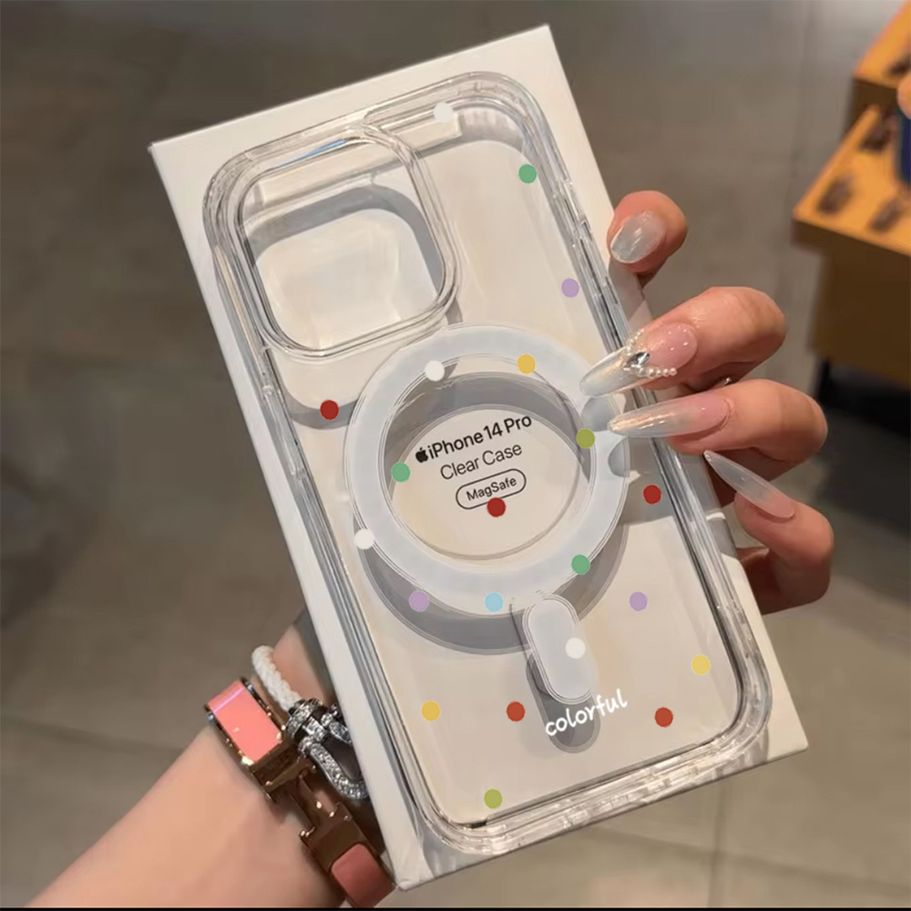 INS 한국 크리에이티브 컬러 웨이브 도트 폰 케이스  - Phone Cases With Magsafe 리뷰 및 가격