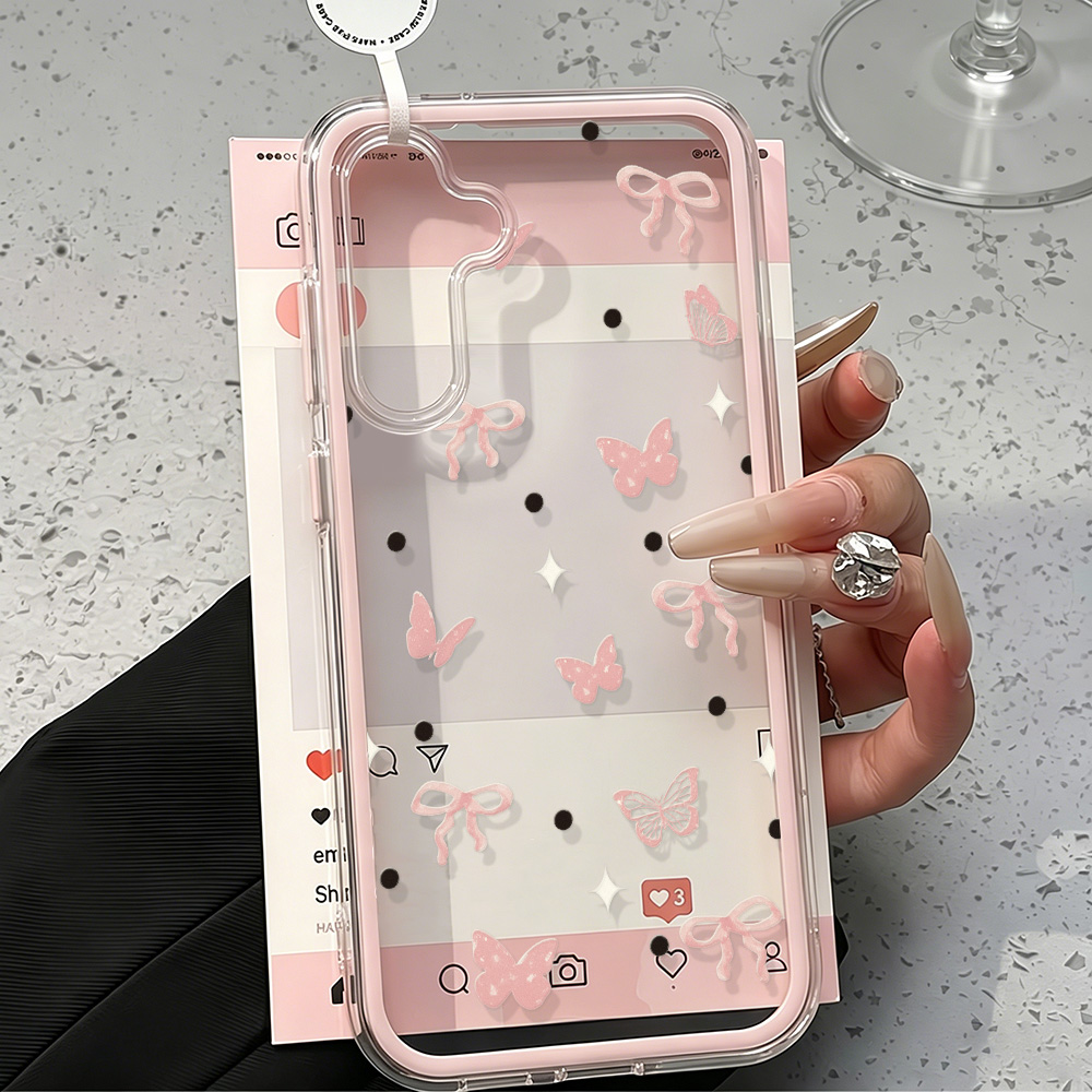 귀여운 핑크 리본 소프트 폰 케이스 삼성 A57 A17 - Phone Cases Quality 리뷰 및 가격