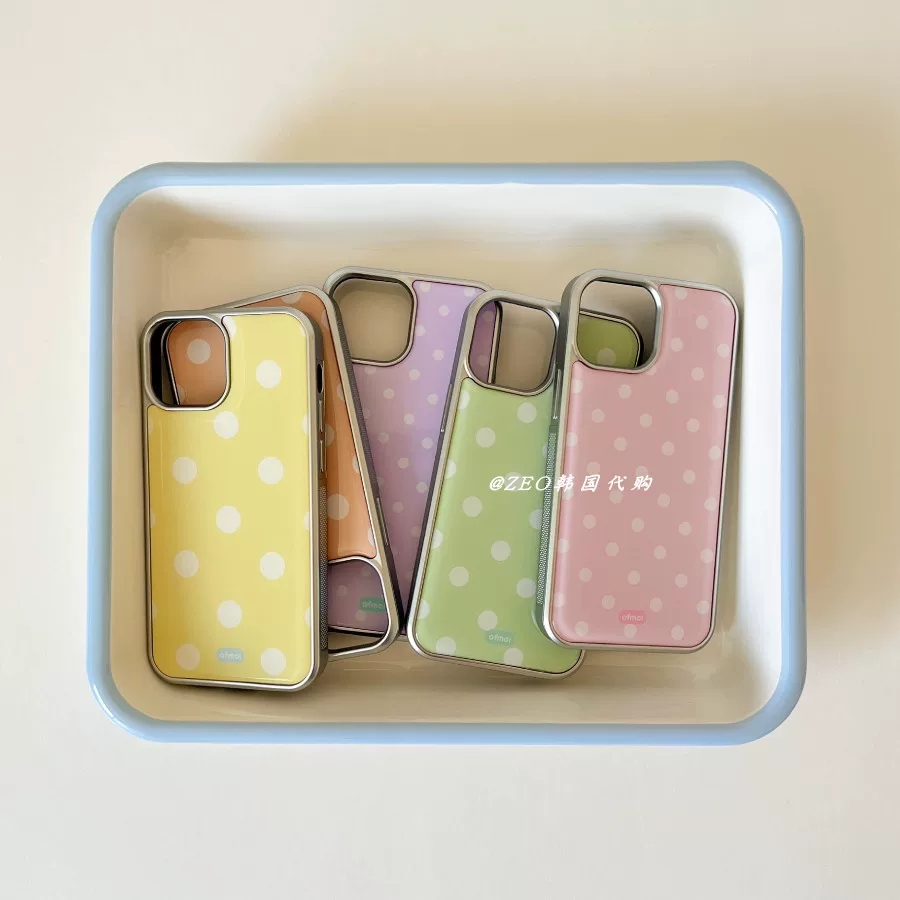 럭셔리 인스 코리안 핑크 옐로우 폴카 도트 드롭 글루  - Phone Cases Yellow 리뷰 및 가격