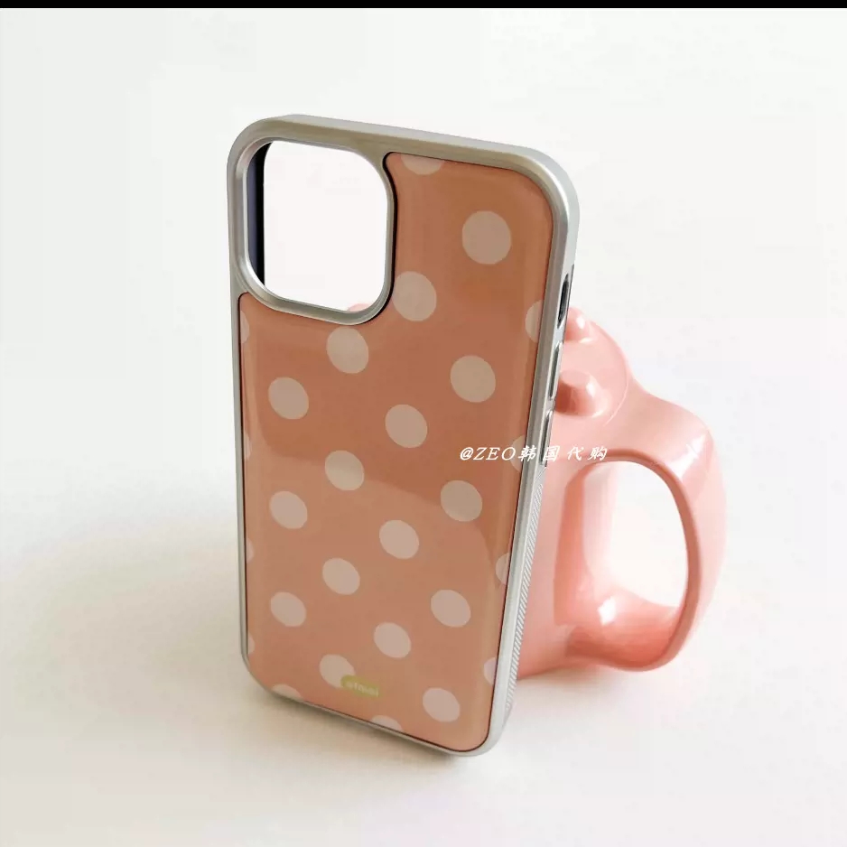 럭셔리 인스 코리안 핑크 옐로우 폴카 도트 드롭 글루  - Phone Cases Yellow 리뷰 및 가격