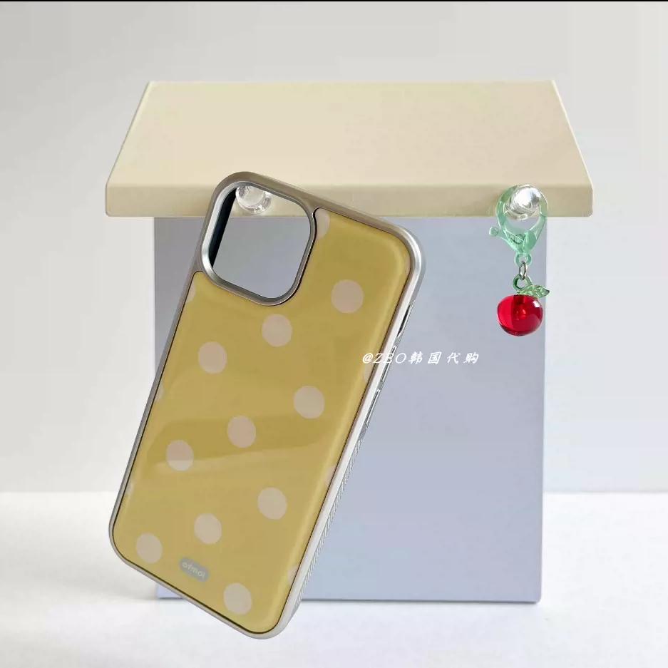 럭셔리 인스 코리안 핑크 옐로우 폴카 도트 드롭 글루  - Phone Cases Yellow 리뷰 및 가격