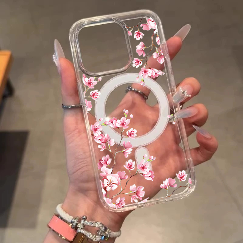 럭셔리 핑크 INS 플라워 케이스 아이폰 14 프로 맥 - Phone Cases With Magsafe 리뷰 및 가격