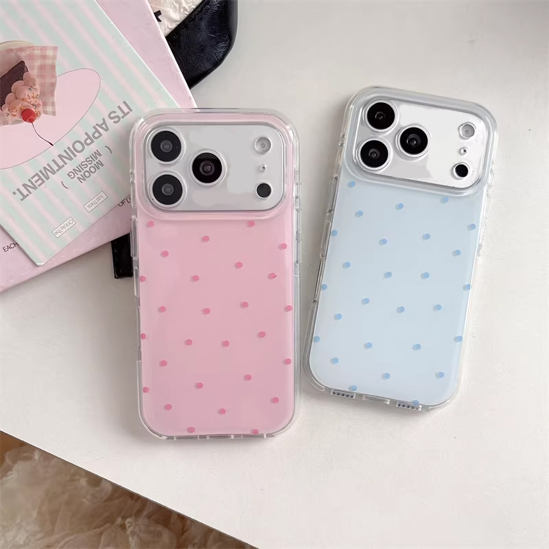 한국 인스타걸 심플 블루 핑크 물방울 무늬 만화 캐릭터 - Phone Cases Girly 리뷰 및 가격