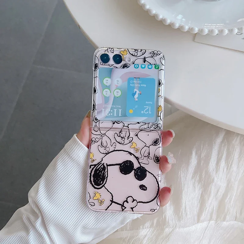귀여운 만화 스누피 찰리 브라운 피넛츠 투명 폰 케이스 - Phone Cases Z Flip 5 리뷰 및 가격