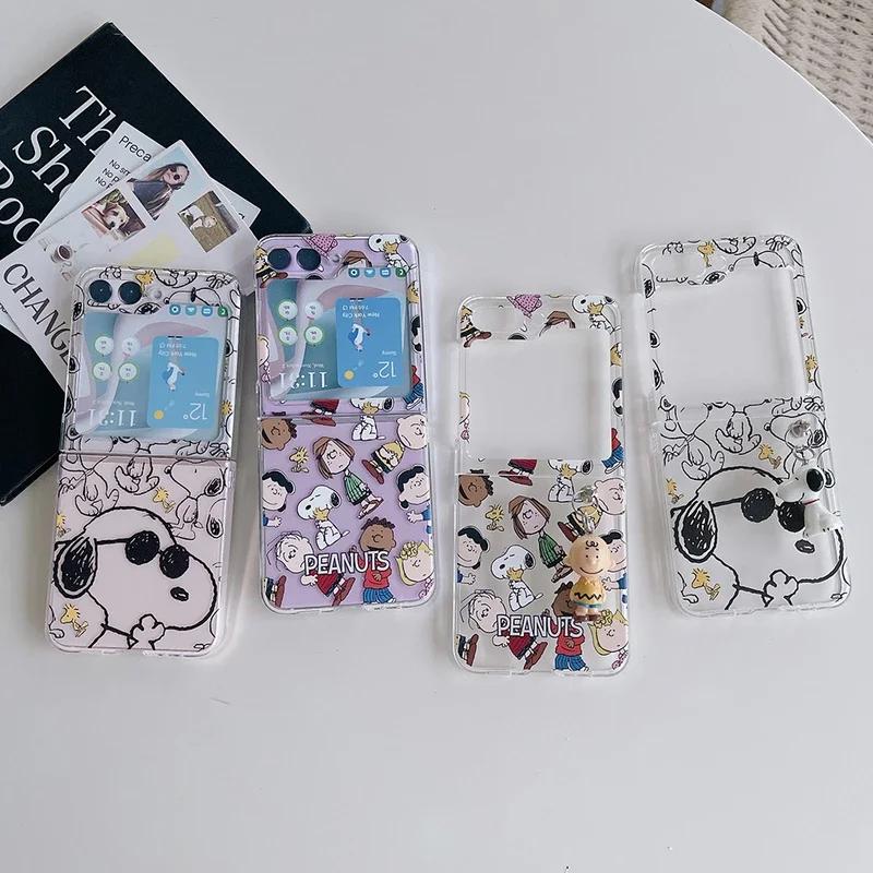 귀여운 만화 스누피 찰리 브라운 피넛츠 투명 폰 케이스 - Phone Cases Z Flip 5 리뷰 및 가격