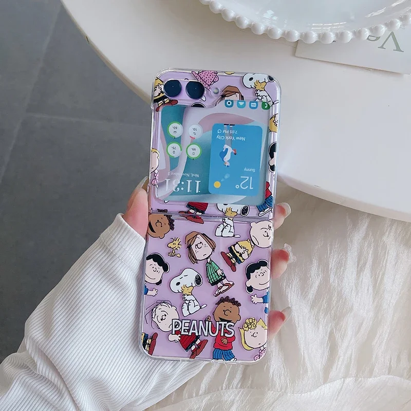 귀여운 만화 스누피 찰리 브라운 피넛츠 투명 폰 케이스 - Phone Cases Z Flip 5 리뷰 및 가격