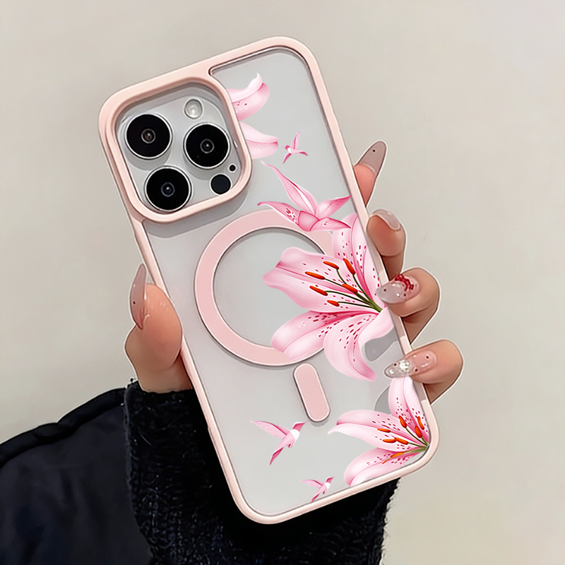 핑크 꽃과 새 자석 케이스 아이폰 17 16 12 14 - Phone Cases With Magsafe 리뷰 및 가격