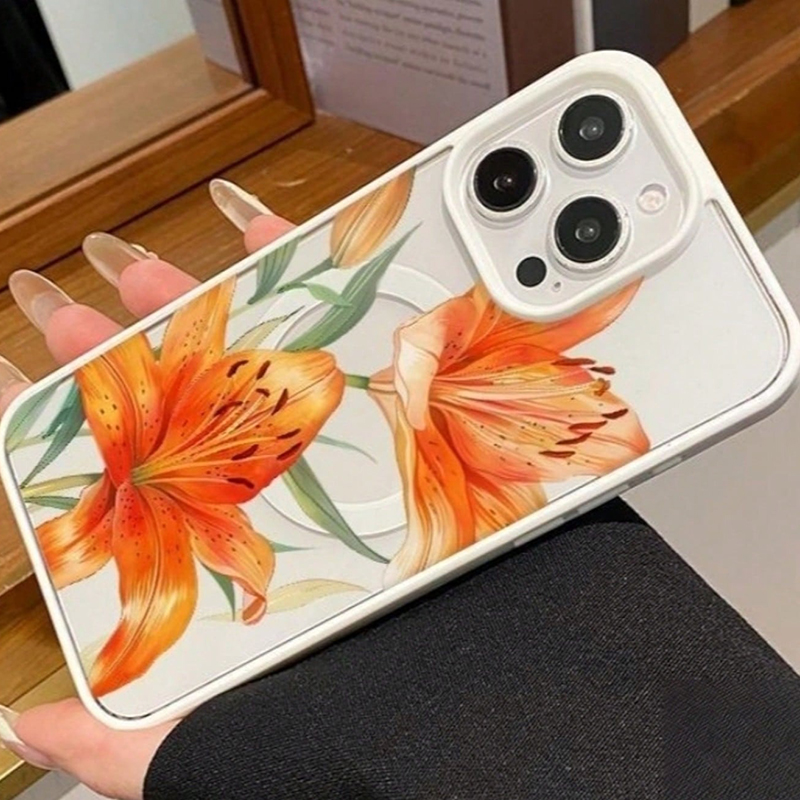오렌지 릴리 패턴 자석 케이스 아이폰 17 11 16  - Phone Cases With Magsafe 리뷰 및 가격