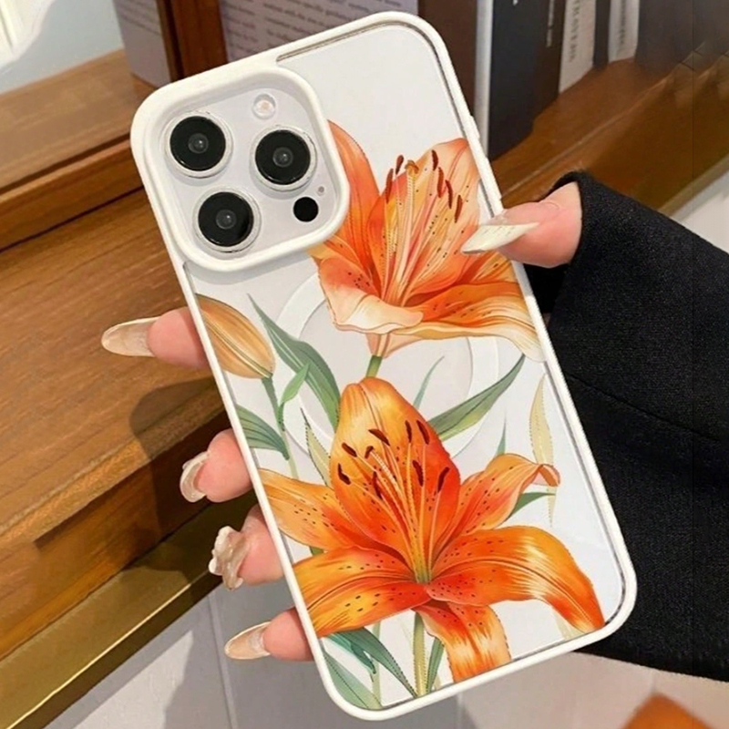 오렌지 릴리 패턴 자석 케이스 아이폰 17 11 16  - Phone Cases With Magsafe 리뷰 및 가격