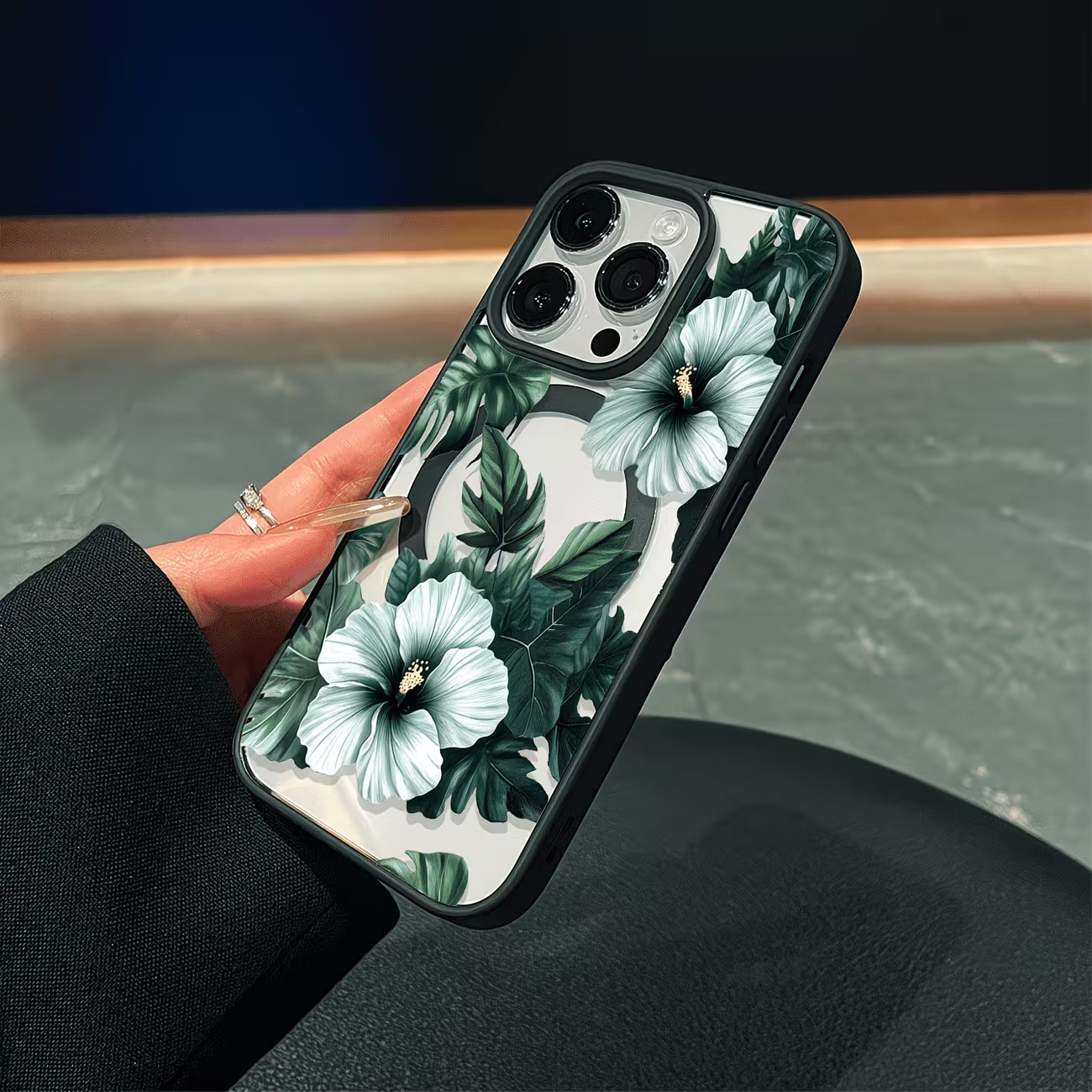 그린 플로럴 프린트 폰 케이스 (아이폰 17, 16,  - Phone Cases Protective 리뷰 및 가격