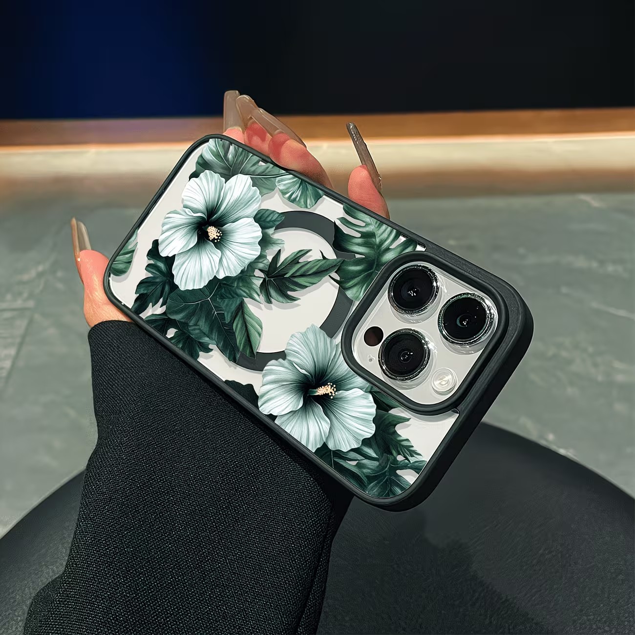 그린 플로럴 프린트 폰 케이스 (아이폰 17, 16,  - Phone Cases Protective 리뷰 및 가격