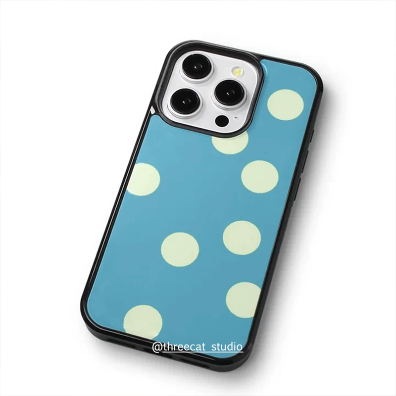 젠틀 걸 레이크 블루 밀크 옐로우 빅 폴카 도트 폰 케 - Phone Cases Yellow 리뷰 및 가격